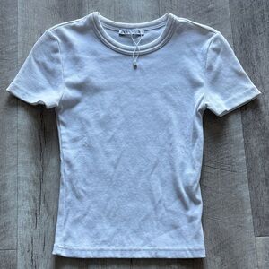Zara Classic White Ribbed Tee
